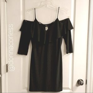 Black Ruffle Mini Dress M NWT